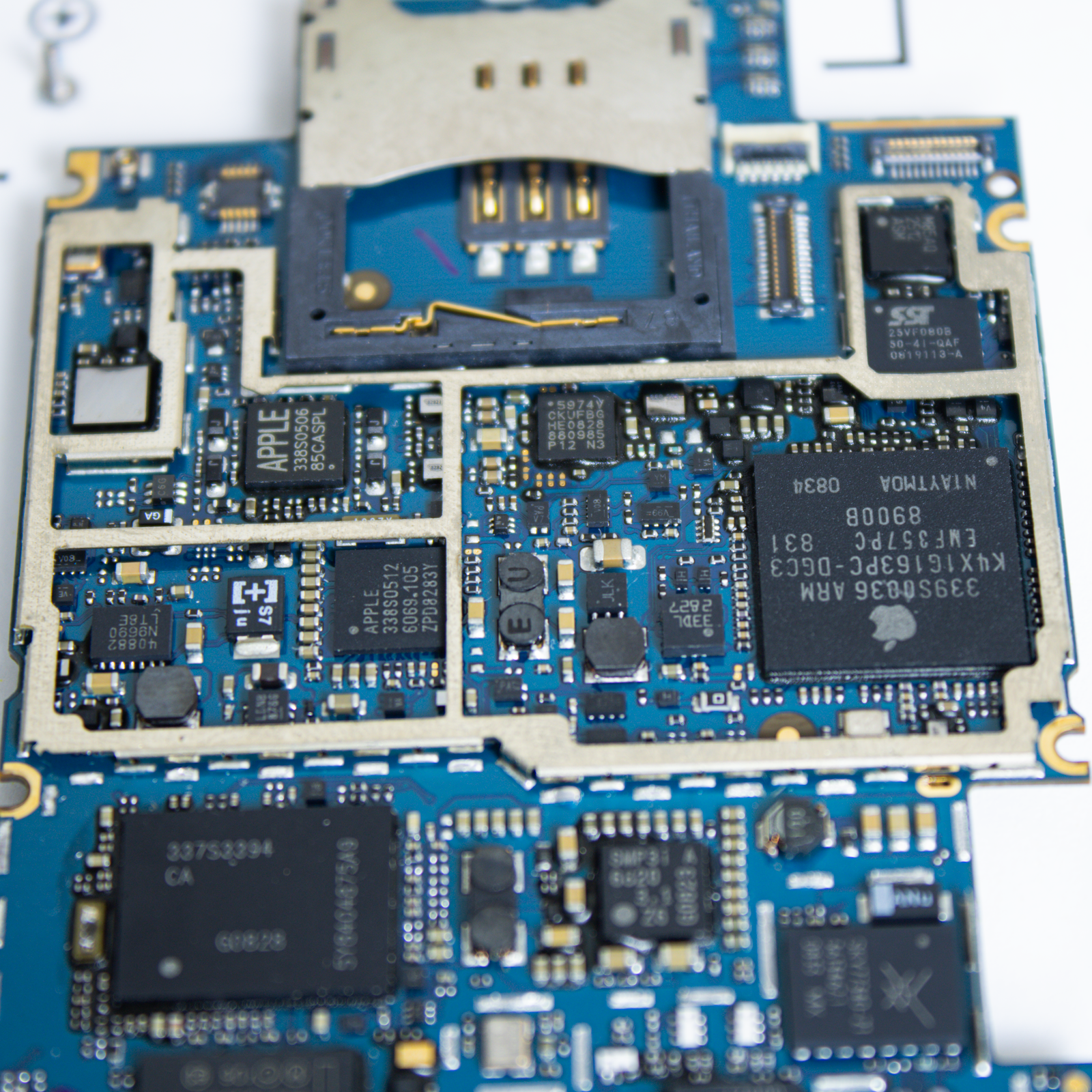 iPhone 3G disassembled in a frame